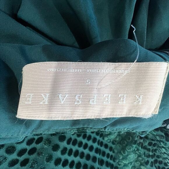 Keepsake Polka Dot Romper Bell Sleeve Green Size Small Open Back - Picture 13 of 13